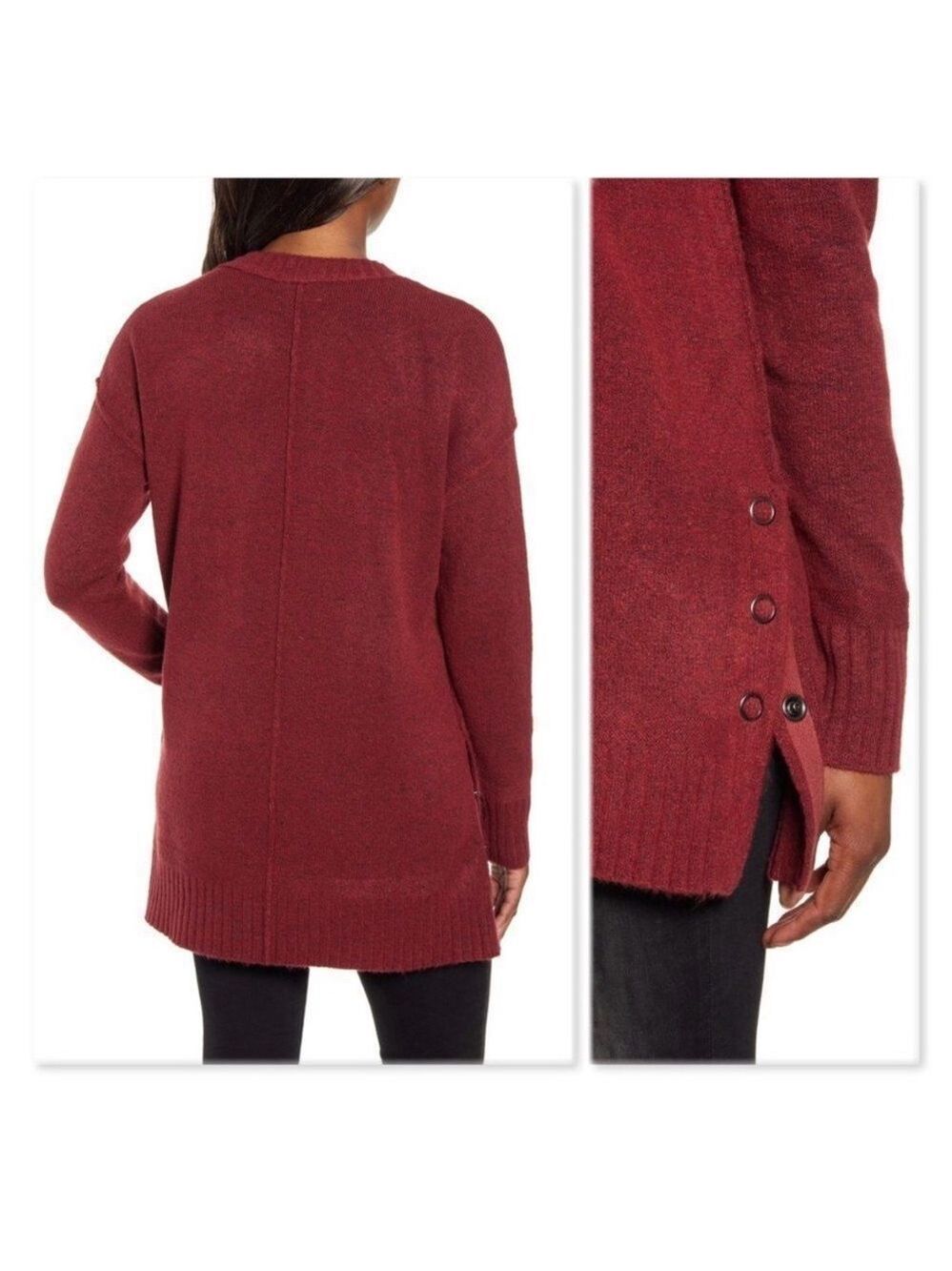 Caslon Burgundy Tunic Sweater Size Small - Picture 2 of 5